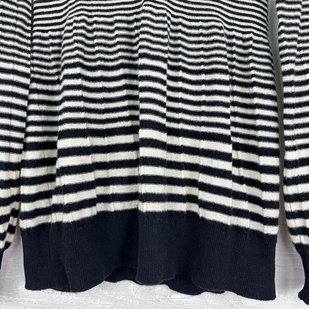 Stile Benetton Wool Blend V-Neck Sweater Women Small Striped Black Grunge Cozy - Picture 5 of 13